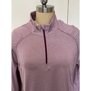 Women's RBX 1/4 zip Pullover XL Purple Long Sleeve ruching at wrist thumb holes